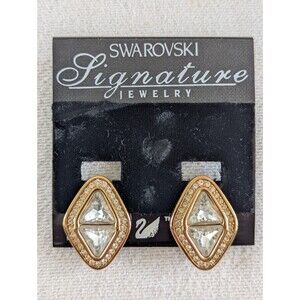 Swarovski Crystal Signature Jewelry Clip on Earrings, Diamond & Triangle